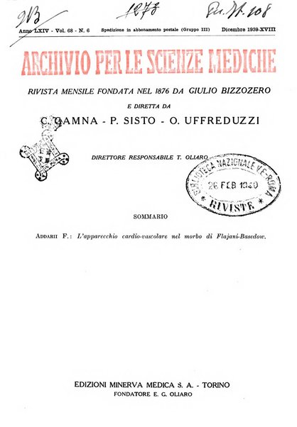 Archivio per le scienze mediche