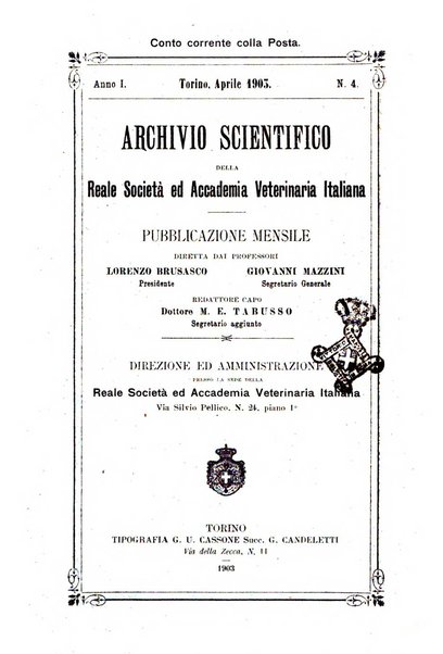 Archivio scientifico della Reale Società ed Accademia veterinaria italiana pubblicazione mensile