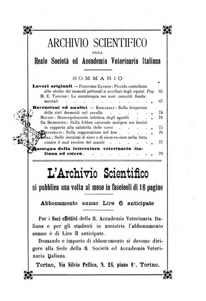 Archivio scientifico della Reale Società ed Accademia veterinaria italiana pubblicazione mensile