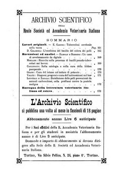 Archivio scientifico della Reale Società ed Accademia veterinaria italiana pubblicazione mensile