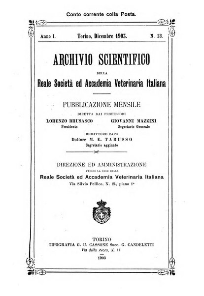 Archivio scientifico della Reale Società ed Accademia veterinaria italiana pubblicazione mensile