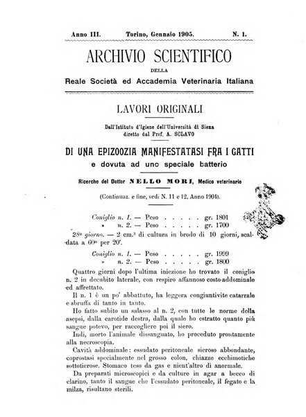 Archivio scientifico della Reale Società ed Accademia veterinaria italiana pubblicazione mensile