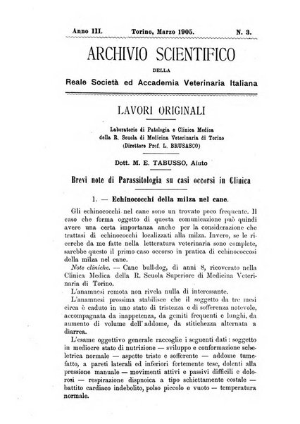 Archivio scientifico della Reale Società ed Accademia veterinaria italiana pubblicazione mensile