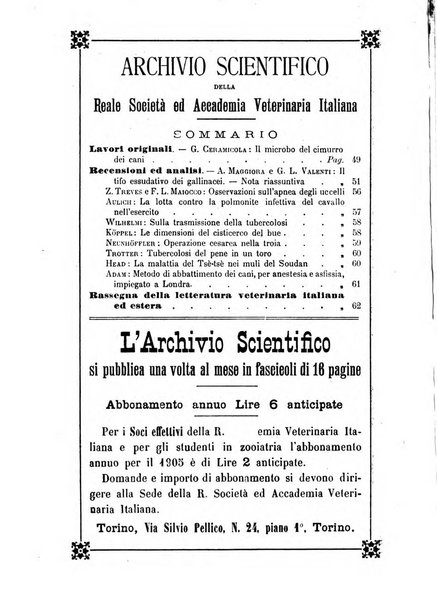 Archivio scientifico della Reale Società ed Accademia veterinaria italiana pubblicazione mensile