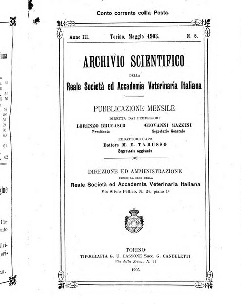 Archivio scientifico della Reale Società ed Accademia veterinaria italiana pubblicazione mensile