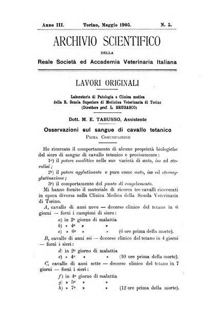 Archivio scientifico della Reale Società ed Accademia veterinaria italiana pubblicazione mensile