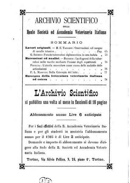 Archivio scientifico della Reale Società ed Accademia veterinaria italiana pubblicazione mensile