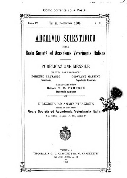 Archivio scientifico della Reale Società ed Accademia veterinaria italiana pubblicazione mensile