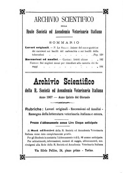 Archivio scientifico della Reale Società ed Accademia veterinaria italiana pubblicazione mensile