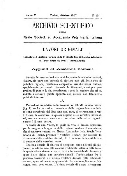 Archivio scientifico della Reale Società ed Accademia veterinaria italiana pubblicazione mensile