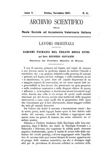 Archivio scientifico della Reale Società ed Accademia veterinaria italiana pubblicazione mensile