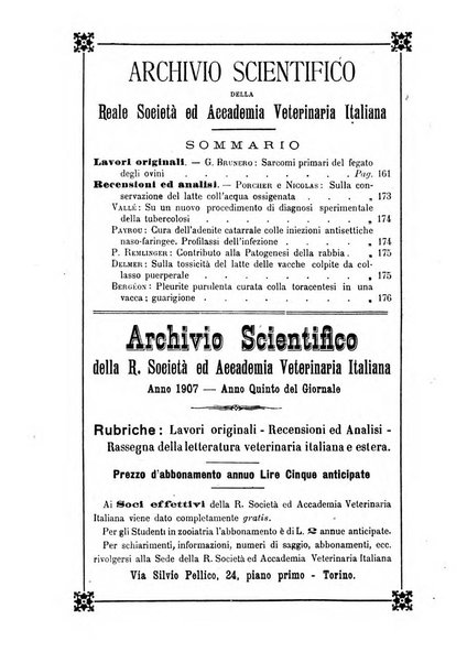 Archivio scientifico della Reale Società ed Accademia veterinaria italiana pubblicazione mensile