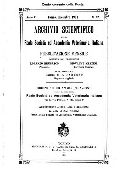 Archivio scientifico della Reale Società ed Accademia veterinaria italiana pubblicazione mensile