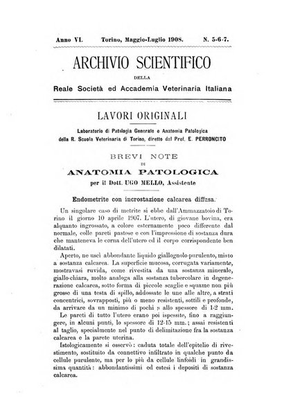 Archivio scientifico della Reale Società ed Accademia veterinaria italiana pubblicazione mensile