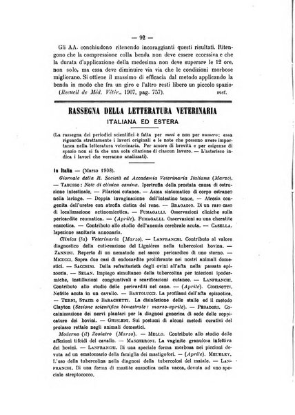 Archivio scientifico della Reale Società ed Accademia veterinaria italiana pubblicazione mensile