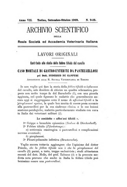 Archivio scientifico della Reale Società ed Accademia veterinaria italiana pubblicazione mensile