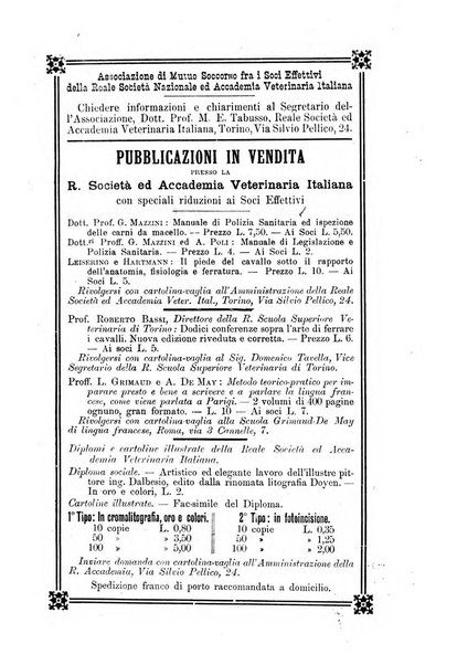 Archivio scientifico della Reale Società ed Accademia veterinaria italiana pubblicazione mensile