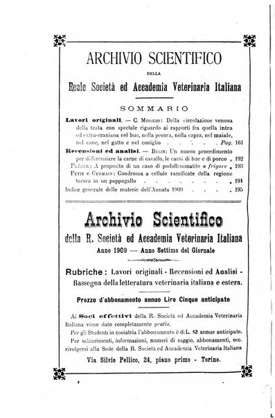 Archivio scientifico della Reale Società ed Accademia veterinaria italiana pubblicazione mensile