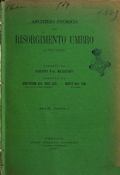 Archivio storico del Risorgimento umbro (1796-1870)