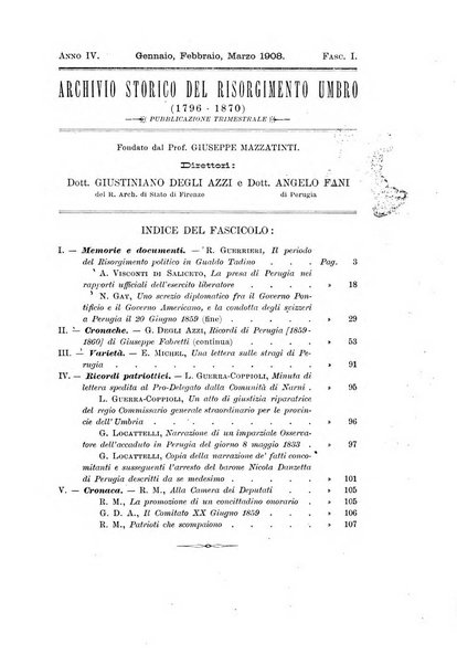 Archivio storico del Risorgimento umbro (1796-1870)