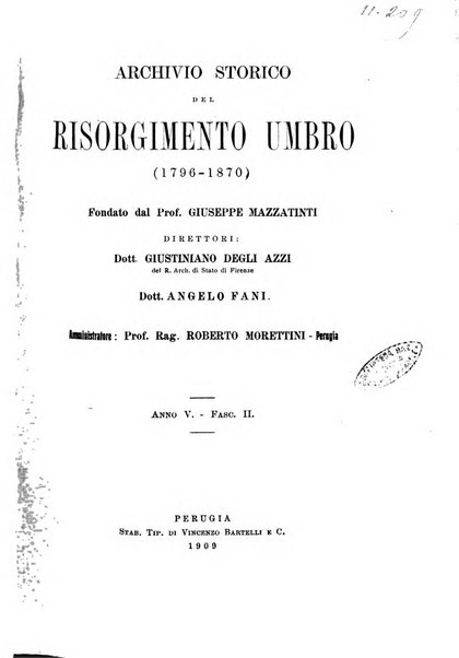 Archivio storico del Risorgimento umbro (1796-1870)