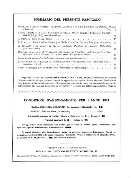 Archivio storico per la Dalmazia pubblicazione mensile