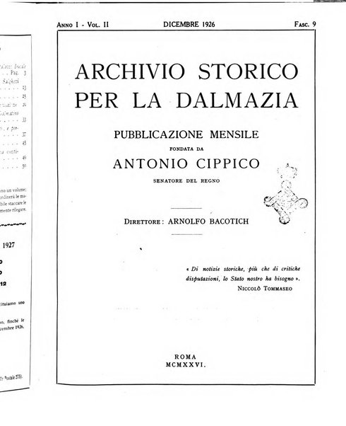 Archivio storico per la Dalmazia pubblicazione mensile