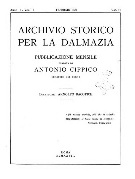 Archivio storico per la Dalmazia pubblicazione mensile