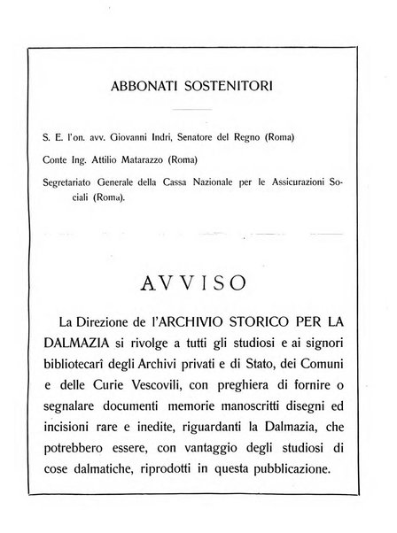 Archivio storico per la Dalmazia pubblicazione mensile