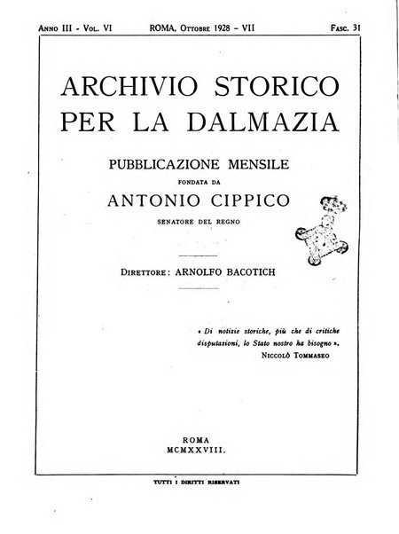 Archivio storico per la Dalmazia pubblicazione mensile