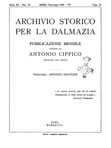 Archivio storico per la Dalmazia pubblicazione mensile