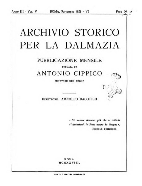 Archivio storico per la Dalmazia pubblicazione mensile