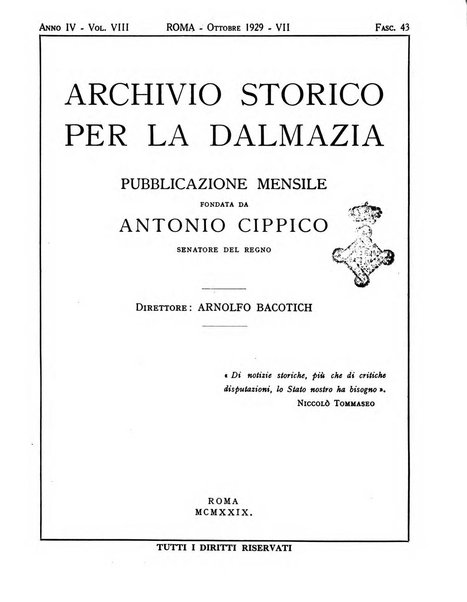 Archivio storico per la Dalmazia pubblicazione mensile