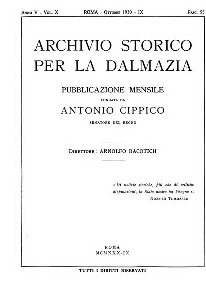 Archivio storico per la Dalmazia pubblicazione mensile