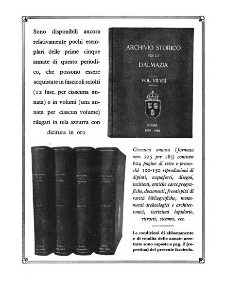 Archivio storico per la Dalmazia pubblicazione mensile