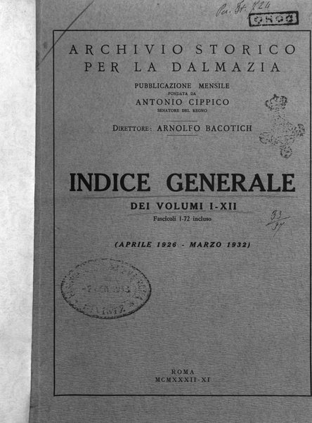 Archivio storico per la Dalmazia pubblicazione mensile