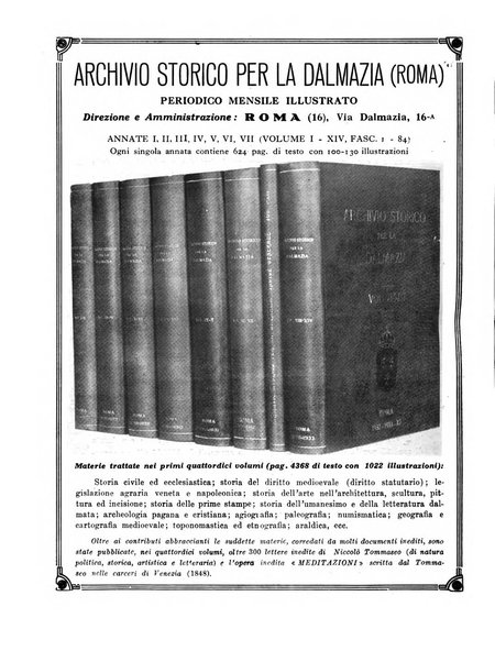 Archivio storico per la Dalmazia pubblicazione mensile