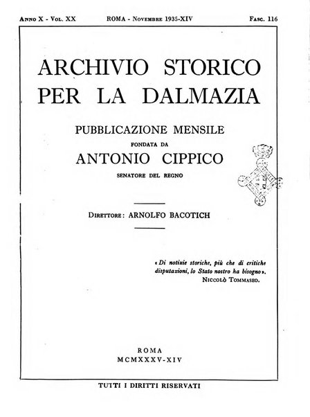 Archivio storico per la Dalmazia pubblicazione mensile