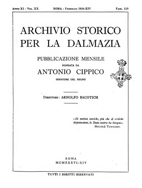 Archivio storico per la Dalmazia pubblicazione mensile