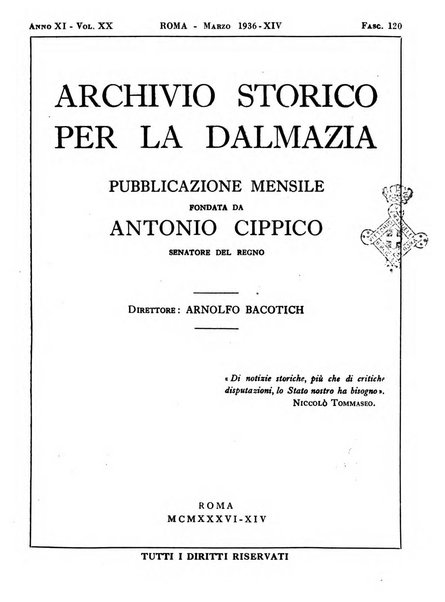 Archivio storico per la Dalmazia pubblicazione mensile