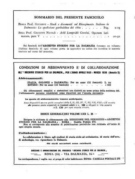 Archivio storico per la Dalmazia pubblicazione mensile