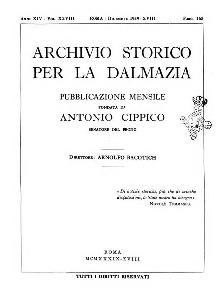 Archivio storico per la Dalmazia pubblicazione mensile