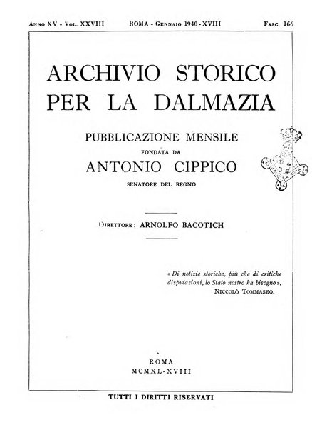 Archivio storico per la Dalmazia pubblicazione mensile