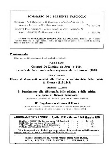 Archivio storico per la Dalmazia pubblicazione mensile