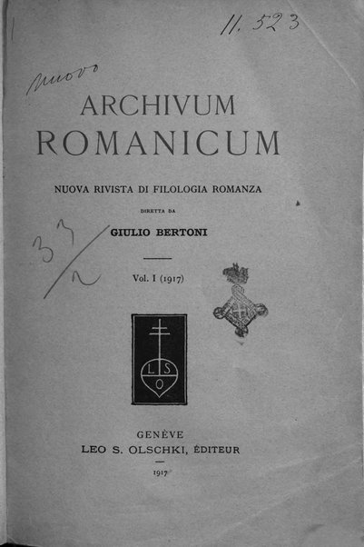 Archivum romanicum nuova rivista di filologia romanza