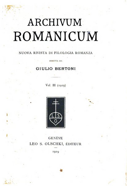 Archivum romanicum nuova rivista di filologia romanza