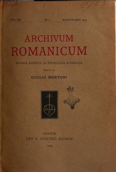 Archivum romanicum nuova rivista di filologia romanza