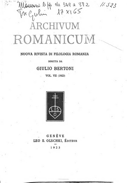 Archivum romanicum nuova rivista di filologia romanza