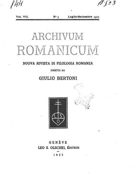 Archivum romanicum nuova rivista di filologia romanza