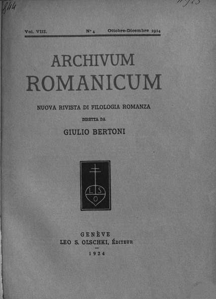 Archivum romanicum nuova rivista di filologia romanza